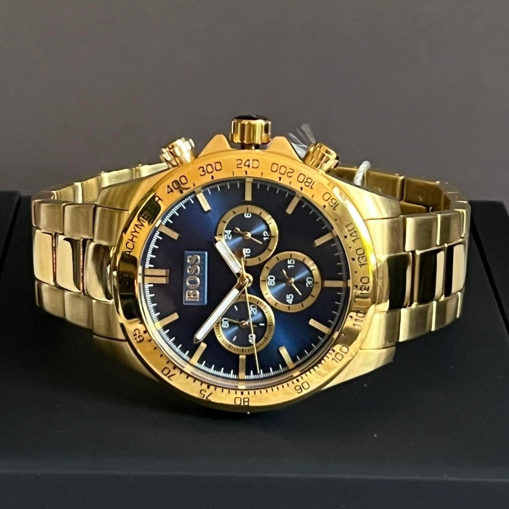 HB1513340 - Hugo Boss Men’s Ikon Chronograph Gold-Tone Blue Dial Watch - Picture 9 of 12